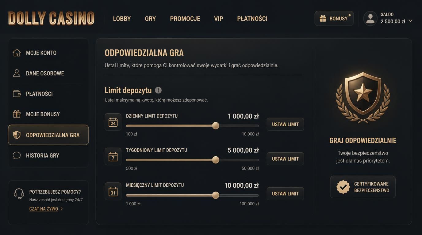 Panel limitów depozytów – kontrola nad wydatkami.