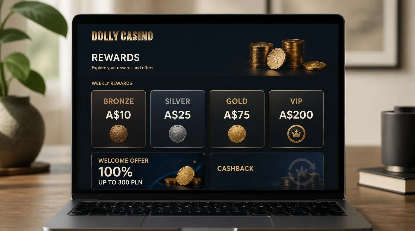 Panel nagród z poziomami Bronze, Silver, Gold i VIP oraz ofertą powitalną do 300 PLN